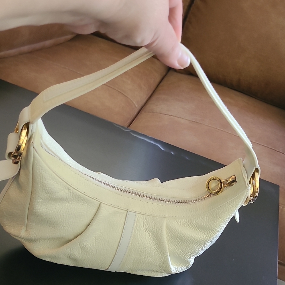 Bulgari Cream Hobo Bag with Gold Accents - Picture 1 of 15